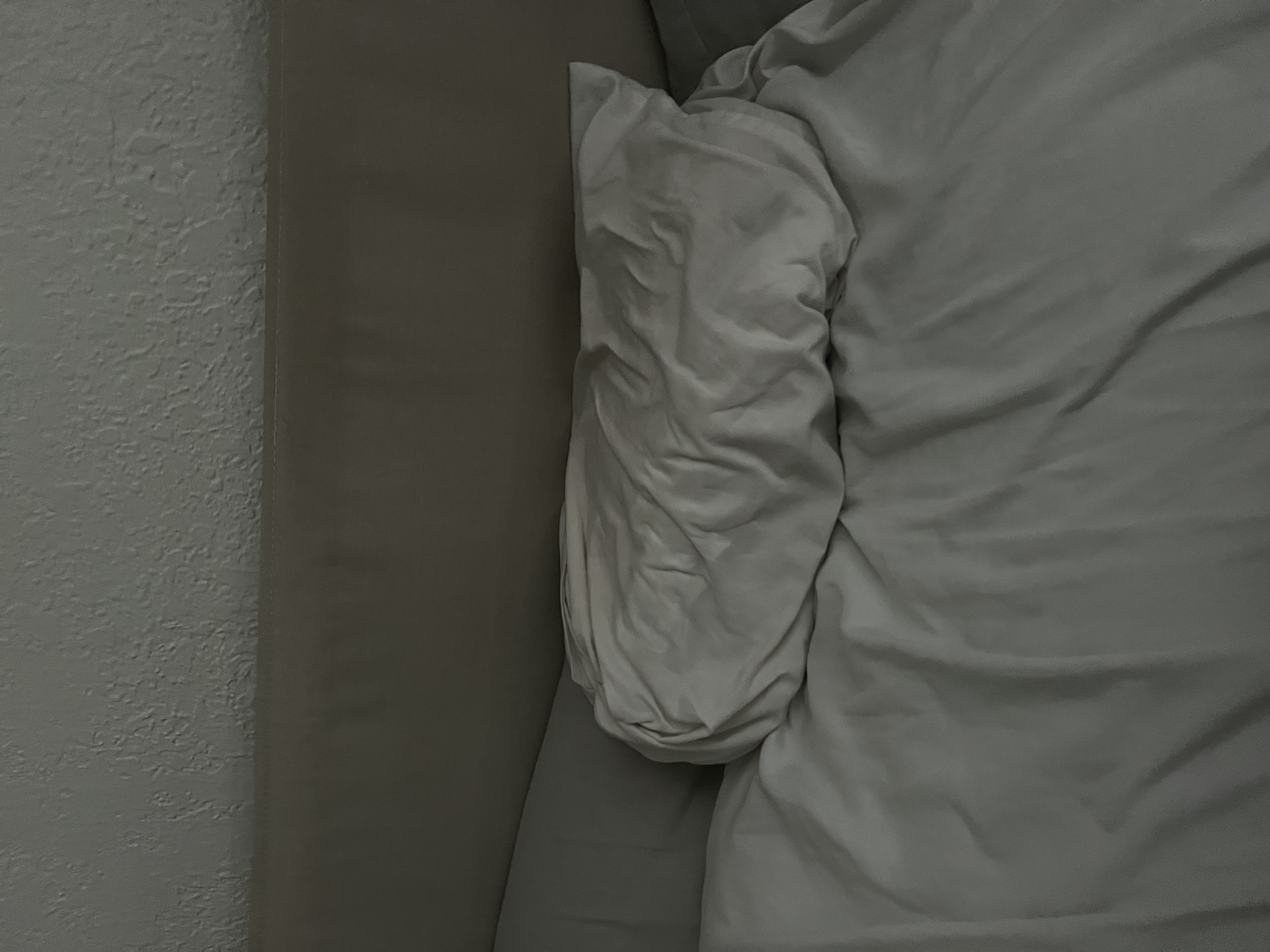 Small pillow in white pillowcase.